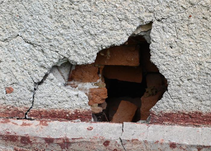 A hole in the foundation of a wyoming home
